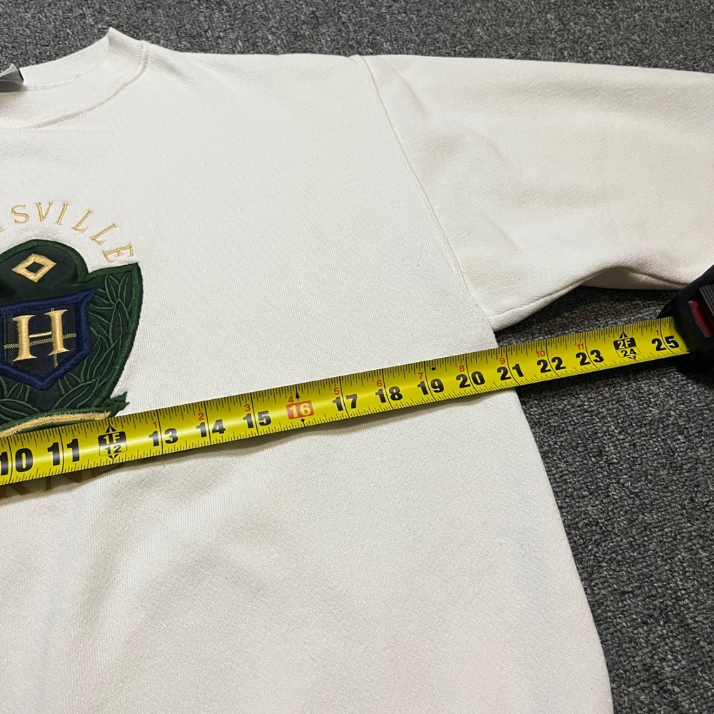 Vintage Velva Sheen Huntsville Hornets Sweatshirt Medium White Embroidered 90s - Picture 4 of 10